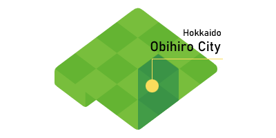 帯広市が北海道の中東部に位置していることを記したイラスト Hokkaido Obihiro City