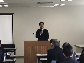 写真：「十勝×神奈川ビジネス交流会」市長の挨拶の様子