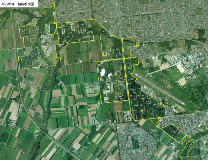 写真：帯広の森　植樹区域図