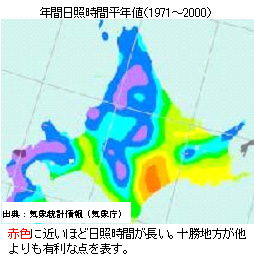 図：年間日照時間平均値