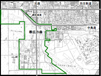 地図：帯広の森周辺