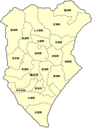 十勝の市町村地図