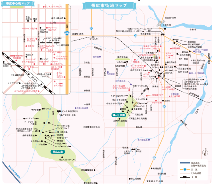 画像：帯広市内地図
