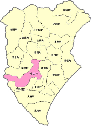 地図：北海道・十勝の町村