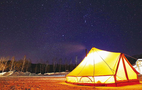 写真：夜空　テント