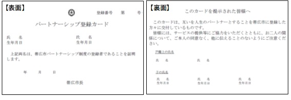 パートナーシップ登録カード