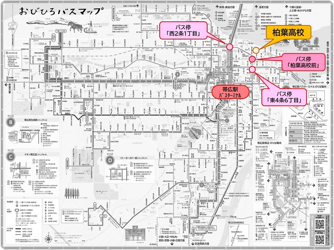 柏葉高校　学校・バス停・路線マップ