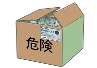ごみ処理券が貼られたダンボールの中に割れたガラス