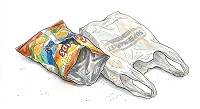 お菓子の袋とレジ袋