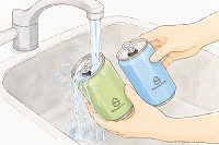 缶の水洗い