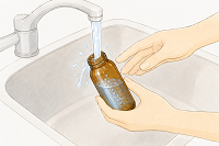 びんを水洗い